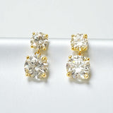 Earrings with 5.6/10CT D Color Round Moissanite 925 Silver Plated White Yellow Gold Ear Stud for Women Fashion Daily Jewely Gift