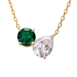 Round 6.5mm Pear 7×9mm Moissanite Diamond Necklace 3EX Hearts and Arrows  VVS1 D Color Ruby Sapphire  Columbia Emerald  Fancy Color Moissanite  Gift