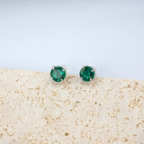 Round Colored Gemstones Earrings with Ruby Sapphire Colombia Padparadscha Paraiba S925 Four-claw Six-claw Design Fishion Gift