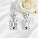Moissanite Round Cut+Emerald Cut D White Earrings White Gold Yellow Gold Designer Studs Fine Jewelry Anniversary Wedding Gift