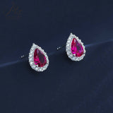 Lab Grown Gemstone Earrings Round/Heart/Heart/Pear Cuts Ruby/Sapphire 925 Silver Hypoallergenic Factory Direct Sales