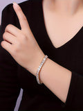 Square Tennis Bracelet Adorned with Exquisite Zircons 925 Silver Material Unisex Design Fashionable Holiday Gift