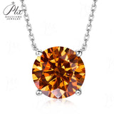 Necklace Moissanite 4-Prongs Pendant Multicolor Round 6.5mm Multicolor Gemstone Jewelry Women Birthday Engagement Gift Charms