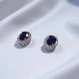 Lab Grown Gemstone Earring 1.7-2CT Oval Ruby Sapphire Colombia With Moissanite S925 Hypoallergenic Earring for Women Girls Gift