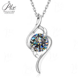 Women's 925 Sterling Silver Necklace 1.0ct D Color VVS1 Moissanite Halo Pendant Passes Diamond Tester Jewelry Gift