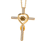 Moissanite Necklace 1CT 6.5mm Heart-Cross Pendant 925 Sterling Silver Women Wedding/Anniversary Special Gift Fine Jewelry Charms