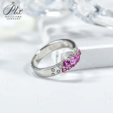 Ring Flower Bud Shape Lab Grown Pink Sapphire 10K 14K 925 Sterling Silver Wedding Band jewelry for Woman Men Romantic Charms