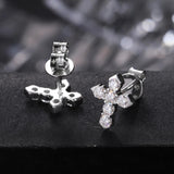 Men's Hip Hop Cross Earrings 925 Sterling Silver Low Allergy VVS1 GRA Certified Moissanite Iced Out Stud Earrings Luxury Ear Jewelry for Men Women Gift Ready Daily Wearable