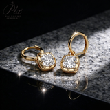 Lab Grown Diamond Earrings Spark Cushion Cut 2ct DEF VS 10K/14K/18K Solid Yellow Gold for Women Hypoallergenic Versatile Daily Wear