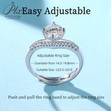 Crown Moissanite Adjustable Wishbone Half-Eternity Ring Women Only Gifts For Festivals And Anniversaries