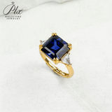 Ring with 4-6.9CT Asscher Cut Lab Grown Ruby Sapphire Colombian Padparadscha 925 Silver for Christmas Exquisite Gift Fancy