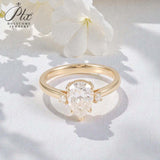 Pear Cut Moissanite Engagement Ring in 10K/14K/18K Gold Classic Solitaire Promise Ring Perfect Wedding Anniversary Gift