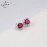Lab Grown Gemstone Earrings Round/Heart/Heart/Pear Cuts Ruby/Sapphire 925 Silver Hypoallergenic Factory Direct Sales