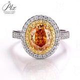 Oval Cut Champagne Moissanite 2CT Adjustable Double Halo Half Eternity Adjustble Ring