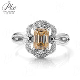 Butterfly Emerald Cut Moissanite Double Band Ring Women Only Gifts For Festivals And Anniversaries