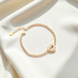Heart Bracelet with 2mm Round Moissanite Diamond 925 Silver Plated White Yellow Gold Women's Daily Fishion Jewely Gift Favorite