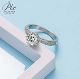 6-Prong Round Moissanite Petal Ring Women Only Gifts For Festivals And Anniversaries