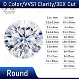 0.1ct-13ct Moissanite Stone Round Shape D Color 8Hearts&8Arrows Cut VVS1 Clarity DIY Jewelry Main Materials with GRA Certificate