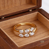 1.8CT Moissanite Pear Cut Minimalist Open Ring White Gold Yellow Gold Rose Gold Radiant Light Women Fine Jewelry