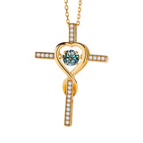 Moissanite Necklace 1CT 6.5mm Heart-Cross Pendant 925 Sterling Silver Women Wedding/Anniversary Special Gift Fine Jewelry Charms