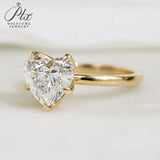 Heart Ring Pendant Necklace 5Prongs 10k 14k 18k Gold Moissanite Diamond Engagement Proposal Wedding Band Certificate Charms