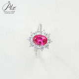 Gemstones Ring Oval Cut Lab Grown Ruby Sapphire Columbia Padparadscha 925 Silver Anniversary Gifts Charms Jewelry for Woman