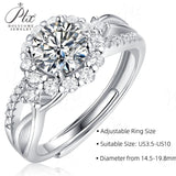 Floral Round Moissanite Twisted Double Band Adjustable Ring Women Only Gifts For Festivals And Anniversaries