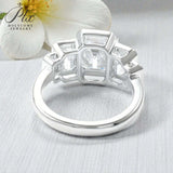 Moissanite Ring with Emerald Cut Crafted in 10K/14K/18K Gold Geometric Layered Band Vintage Wedding Ring Anniversary Gift for