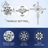 Moissanite Necklace 1CT 6.5mm Heart-Cross Pendant 925 Sterling Silver Women Wedding/Anniversary Special Gift Fine Jewelry Charms