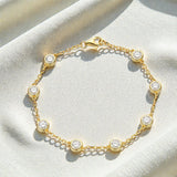 Moissanite Bracelet with 2.4CT D White/Black/Vivid Blue/Green Round Moissanite 925 Silver Plated Gold Women Man Party Gift Daily