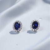 Lab Grown Gemstone Earring 1.7-2CT Oval Ruby Sapphire Colombia With Moissanite S925 Hypoallergenic Earring for Women Girls Gift