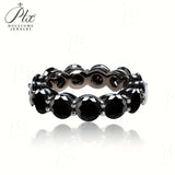 925 Sterling Silver Ring Moissanite Stone Round Shape Black Color Fine Jewelry Hypoallergenic Customized Style Top Quality Charm