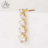 Moissanite Earrings Tassel Pendant Ear Stud Piercing  Ten Stones Round Shape 925 Sterling Silver Top Quality Wedding Jewelry