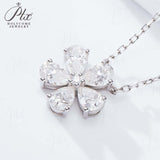 925 Sterling Silver 3EX Cut Pear Moissanite D Color Champagne VVS1 Five-petal Collarbone Necklace– Perfect for Daily Wear