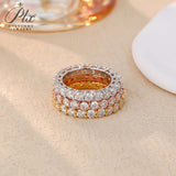 S925 Silver Pave Ring White Moissanite Ring Round Brilliant Cut Party Wedding Engagement Jewelry Gift