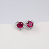 Lab Grown Gemstone Earrings Round/Heart/Heart/Pear Cuts Ruby/Sapphire 925 Silver Hypoallergenic Factory Direct Sales