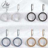 Hoop Earrings 2.6CT D White/Black/Champagne/Vivid blue Round Moissanite S925 Silver Plated for Fishion Party Gift Hypoallergenic