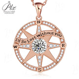 925 Sterling Silver Gold-Plated Octagonal Star Compass Pendant Necklace with D/VVS1 Grade Moissanite Exquisite Women's Jewelry