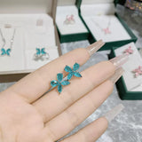 Stud Earring Necklace Jewelry Set Lab Paraiba Sapphire S925 Sterling Silver Marquise Pear are suitable for engagements