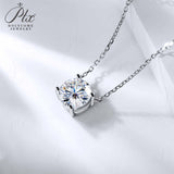 Necklace Moissanite 4-Prongs Pendant Multicolor Round 6.5mm Multicolor Gemstone Jewelry Women Birthday Engagement Gift Charms