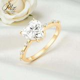 Heart Moissanite Ring with 3CT D Color Moissanite S925 10k 14k 18k Plated White Yellow Rose Gold Wedding Engagement Charm Jewely