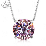 Necklace Moissanite 4-Prongs Pendant Multicolor Round 6.5mm Multicolor Gemstone Jewelry Women Birthday Engagement Gift Charms