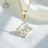 Princess Cut Classic Necklace 1/2/3CT D Color Moissanite S925 Plated White Yellow Rose Gold Chain for Engagement Chrisrmas Charm