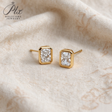 Lab Grown Diamond Stud Earrings Exquisite New Arrival Design 10K/14K/18K Solid Yellow Gold Radiant Cut 2/4ct DEF VVS Minimalist for Women Hypoallergenic Versatile