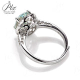 3CT Oval Shape Fancy Vivid Blue Moissanite Half Eternity Halo Adjustable Ring