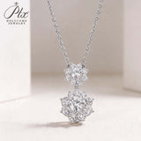 Sun Double-Flower Necklace D Color Round Moissanite Diamond S925 Silver Plated Dainty Chain for Enegament Party Daily Perfect
