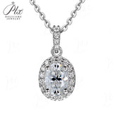 Oval Cut 1/2CT 925 Sterling Silver Halo Moissanite Pendant Necklace Women Only Gifts For Festivals And Anniversaries