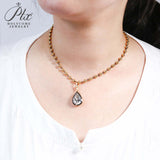 Lab Grown Diamond Pear Cut 6.75ct 4mm Gold Beaded Necklace 18K D Color 3EX VVS1 Clarity Diamond Wedding  Anniversary