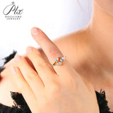 Total 2CT Moissanite Custom Ring Three-Pear Cut D/VVS1 Clarity S925 Silver Sparkling Exquisite Engagement Christmas Gift