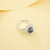 Finger Ring with 4CT Sugar Tower Lab Grown Sapphire Padparadscha 925 Silver for Women Man Engagement Banquet Accasion Christmas